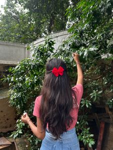 Red Crochet Bow Hair Clip
