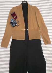 Elegant Tan Knit Cardigan