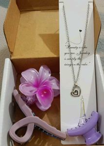 Necklace & Hair Clips Set