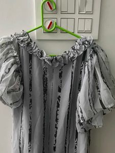 Striped Midi Dress with Ruffles