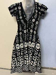 Pintrest Yk2 Floral Print Black Dress