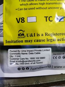 U&amp;i V8 2.4A Data Cable