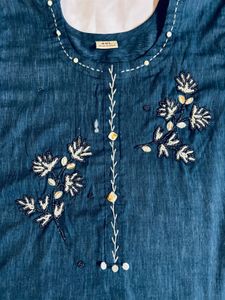 Straight Kurti With Hand Work Design .