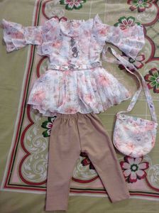Floral Top, Pants & Bag Set