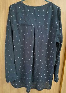 JEANSWEST Navy Blue Polka Dot button Blouse
