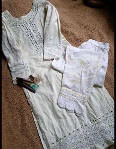 Mirror And Lace Work Kurta Set