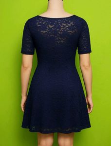Navy Lace Fit &amp; Flare Dress