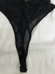 Net Black Thong Bodysuit