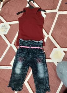 Vintage Rhinestone Capri Jeans