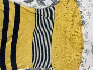 Shimmer Yellow With Blue Strip Top