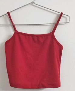 Red Cropped Top With Spaghetti Straps