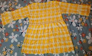 Yellow Checkered Babydoll Mini Dress