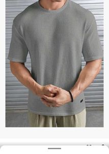 Men&#39;s Grey Waffle Knit T-Shirt