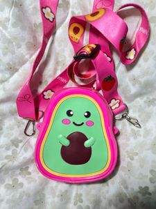 Cute Silicon Avocado Shaped Bags With Strap