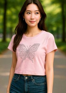 Oversized Light Pink Colour Crop Top 💌
