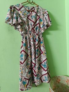 Floral Print Flutter Sleeve Dress