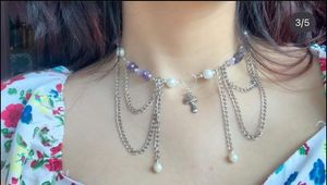 Handmade beaded mushroom necklace