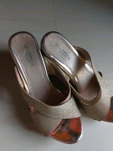 Golden Wedges Heels
