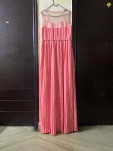 Elegant Pink Maxi Dress Busy 36” Length 62”