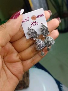 Radha Krishna Oxidised Earrings
