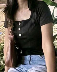 Black Divided Buttoned Top