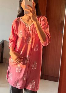 Pink Floral Kurti