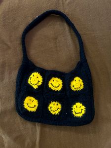 Crochet Cute Smily Face Sling Bag