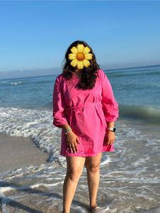 Pink Mini Beach Wear Women Dress - Pure Cotton
