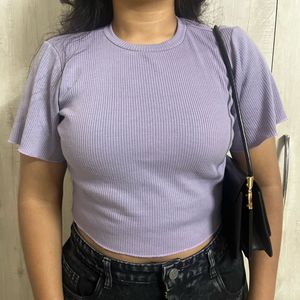 Cute Purple Ruffle Sleeve Top