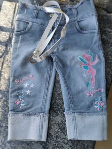 Embroidered Denim Capri Jeans For Girls Kids