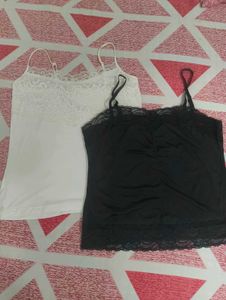 Lace Trim Cami Tanks - Black & White