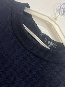 Winter Navy Textured Blouse