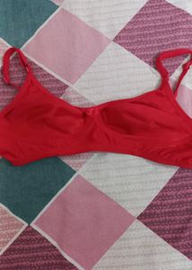 Red Colour Non Paded Bra