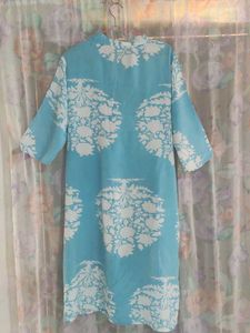 Blue &amp; White Printed Dress