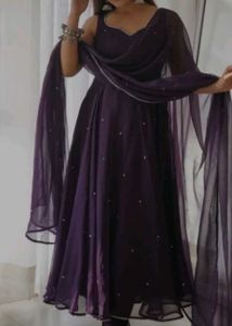 Elegant Purple Anarkali Kurta Set