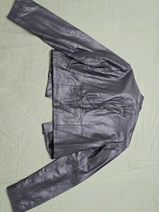 ZARA Navy Blue Faux Leather Jacket