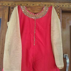 Elegant orange &amp; Gold Kurta Set