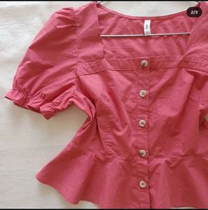 Peplum Button-Down Top