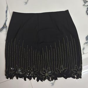 Black Beaded Mini Skirt