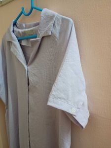 Free Size Striped Cotton Shirt Dress