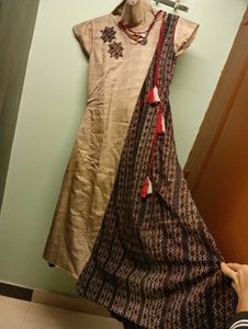 Elegant Beige &amp; Brown Gown