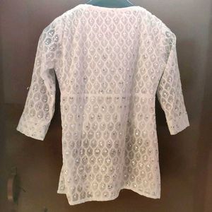 White Embellished Short Kurti