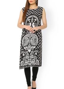 Soch Women Black &amp; White Printed Kurti