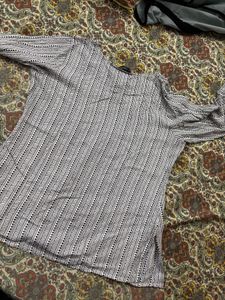 Striped V-Neck Short Kurti | XXL