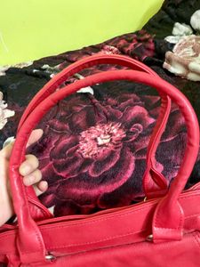 Pure Leather Red Handbag