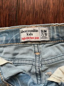 ABERCROMBI  Marble Print Flare Jeans