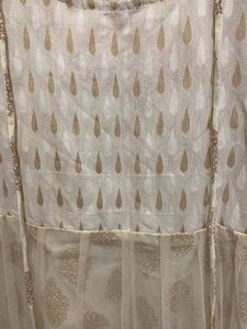 Off White Net Kurthi With Dupatta