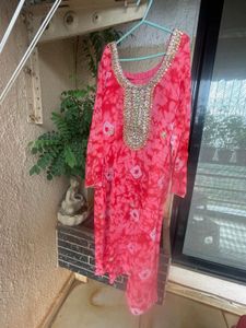 Pink Tie-Dye Embellished Tunic