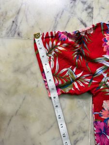 MASCLN SASSAFRAS Red Floral Print Shirt