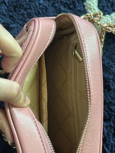 Pink solid Quilted Sling Bag